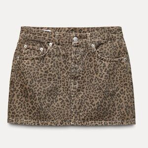 Zara Black and Brown Denim Mini Skirt
